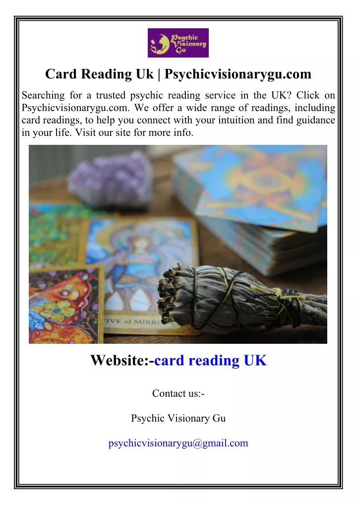 card reading uk psychicvisionarygu com