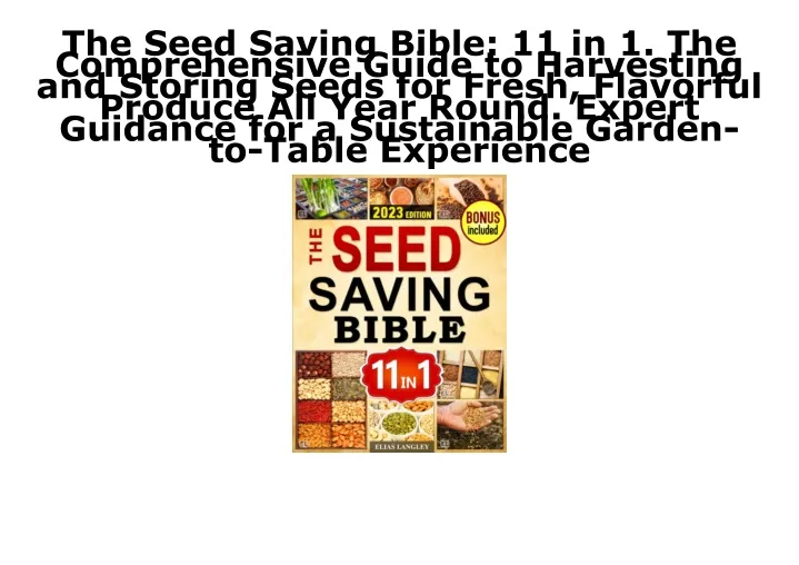 the seed saving bible 11 in 1 the comprehensive