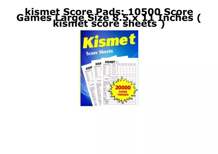 kismet score pads 10500 score games large size