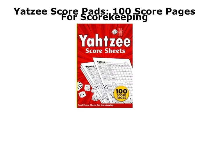 yatzee score pads 100 score pages for scorekeeping