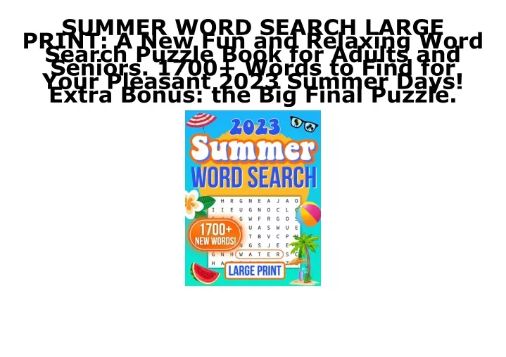 summer word search large print