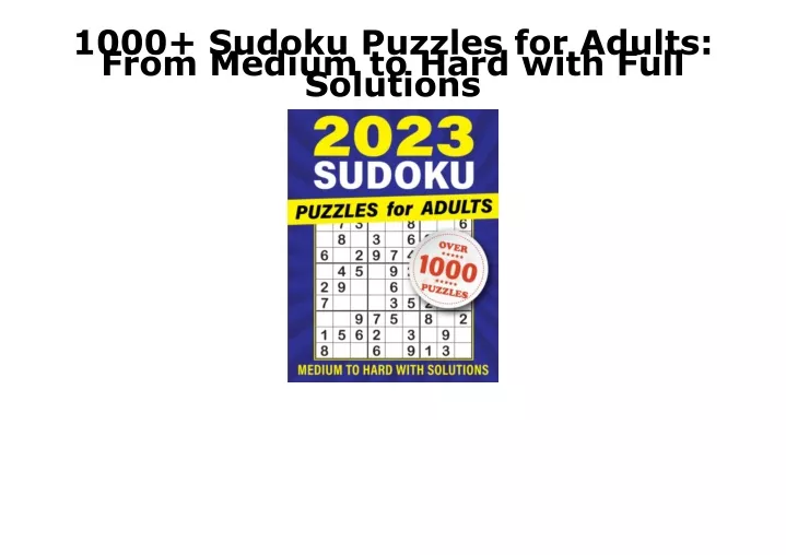1000 sudoku puzzles for adults from medium