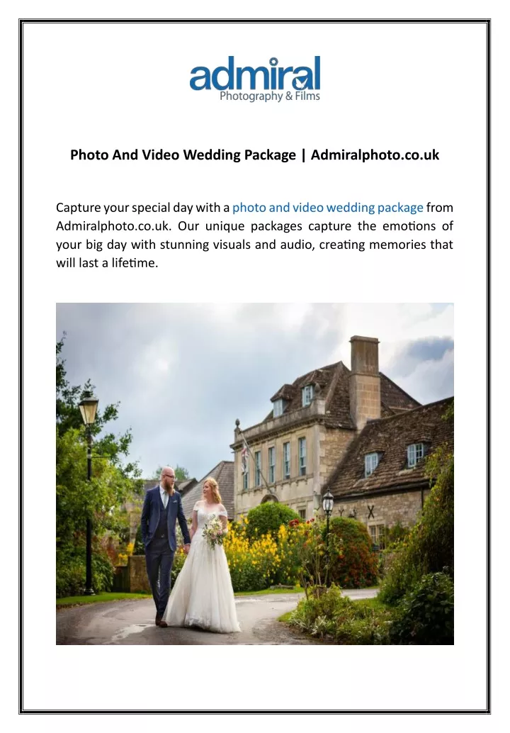 photo and video wedding package admiralphoto co uk