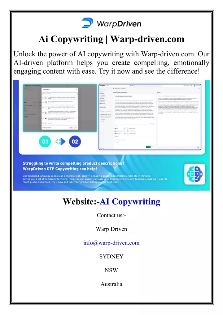 ai copywriting warp driven com
