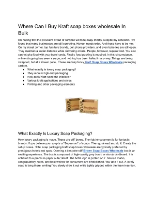 Where Can I Buy Kraft soap boxes wholesale In Bulk