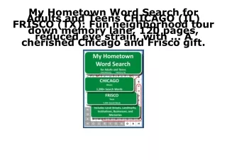 PDF KINDLE DOWNLOAD My Hometown Word Search for Adults and Teens CHICAGO (IL) FR