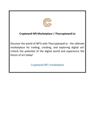 Cryptowall Nft Marketplace  Thecryptowall.io 02