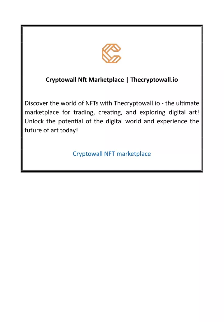 cryptowall nft marketplace thecryptowall io