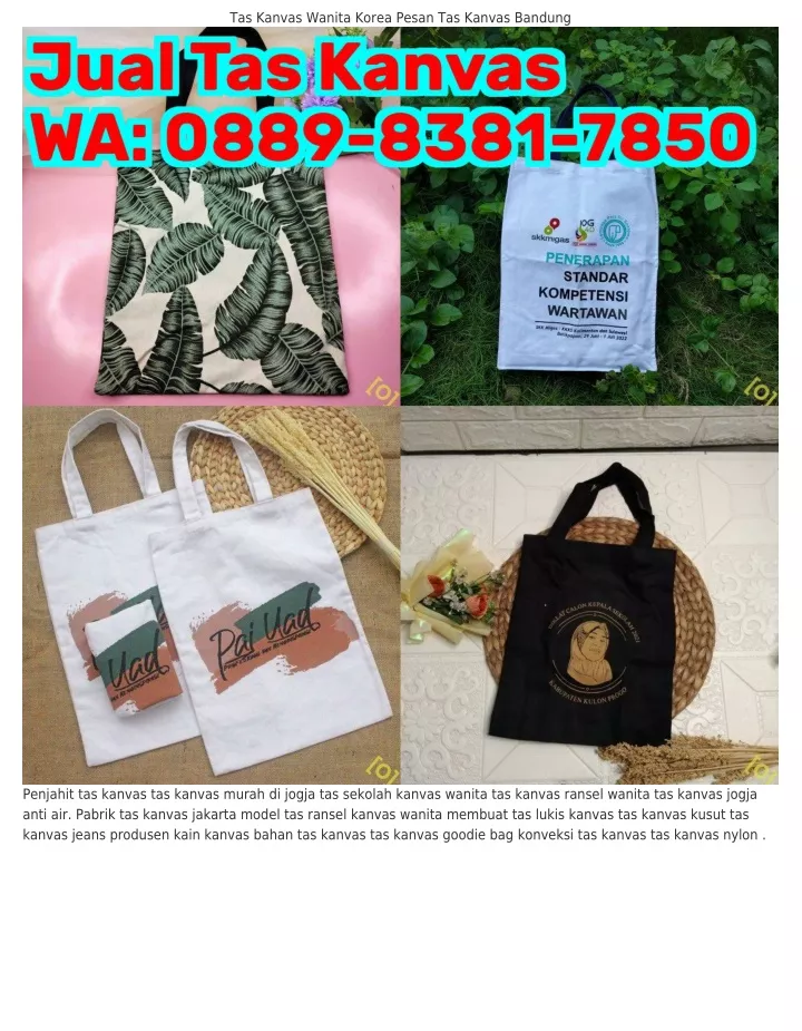 tas kanvas wanita korea pesan tas kanvas bandung