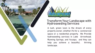 Transform Your Landscape with Hydroseeding Services