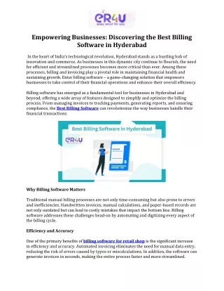 Empowering Businesses Discovering the Best Billing Software in Hyderabad