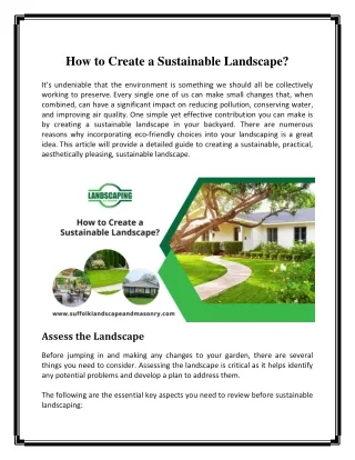 how to create a sustainable landscape