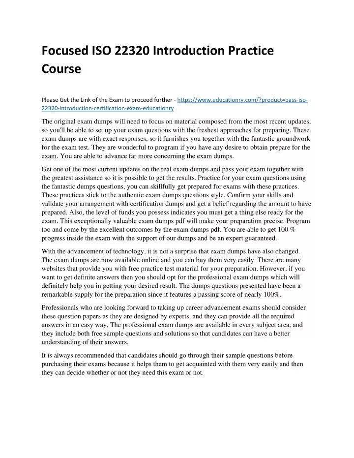 focused iso 22320 introduction practice course