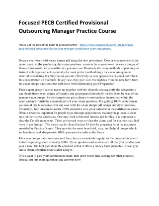 focused pecb certified provisional outsourcing