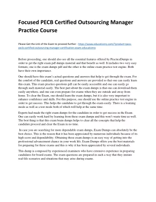 focused pecb certified outsourcing manager