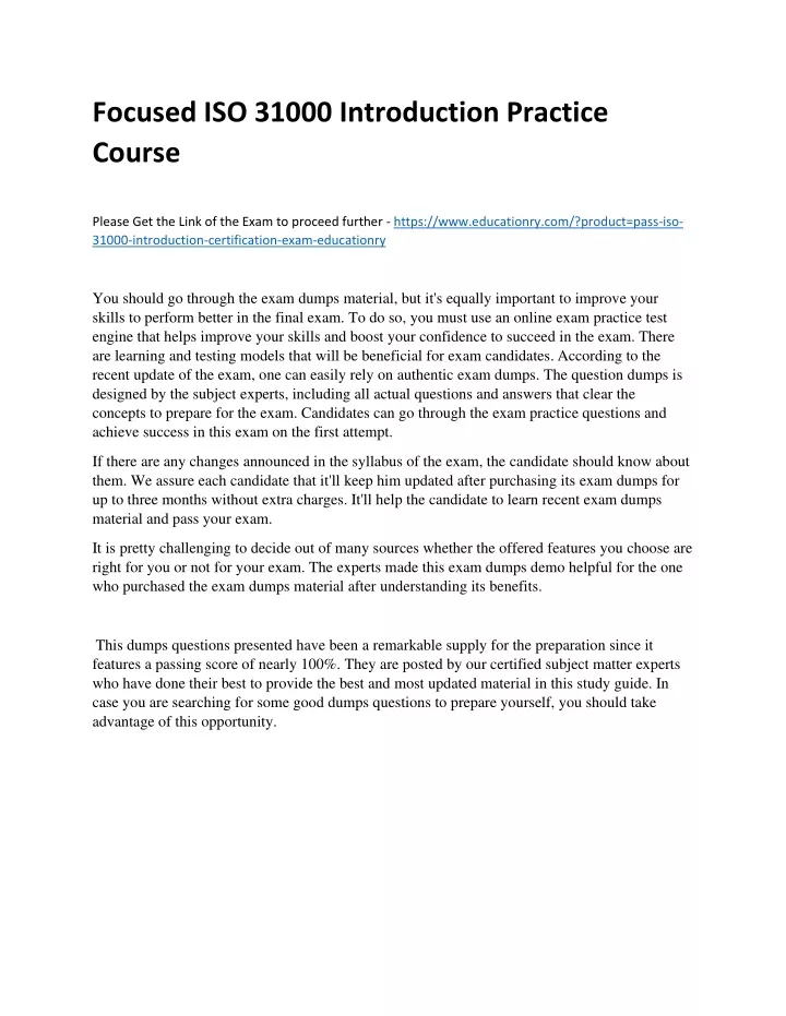 focused iso 31000 introduction practice course