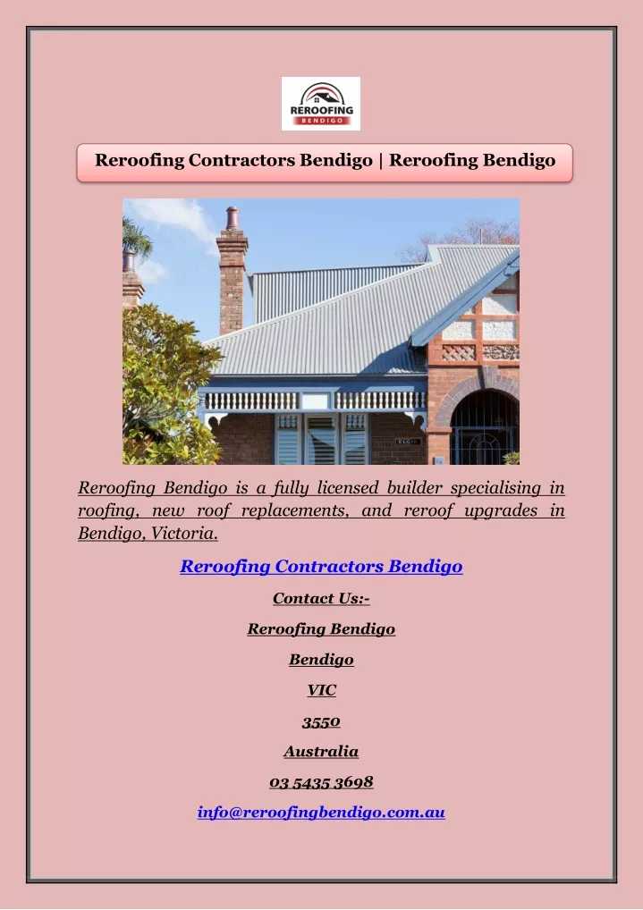 reroofing contractors bendigo reroofing bendigo