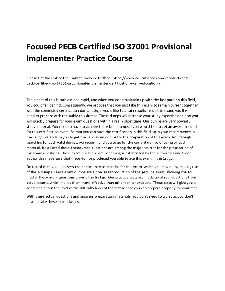 focused pecb certified iso 37001 provisional