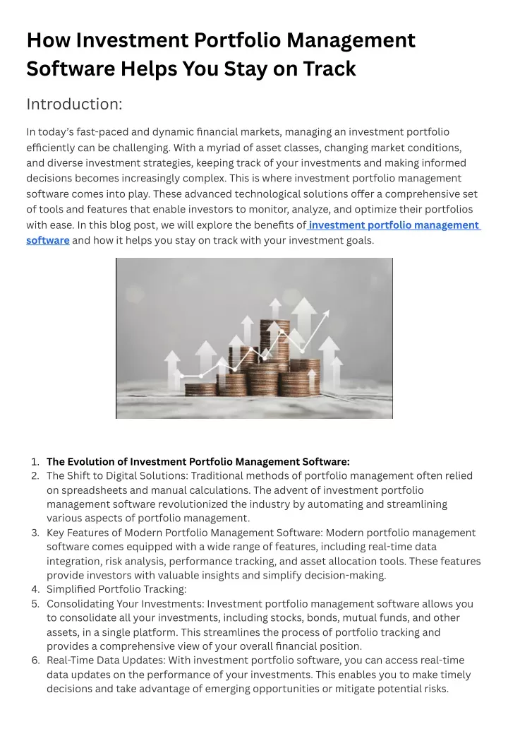 how investment portfolio management software