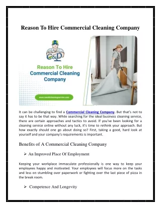 Reason To Hire Commercial Cleaning Company