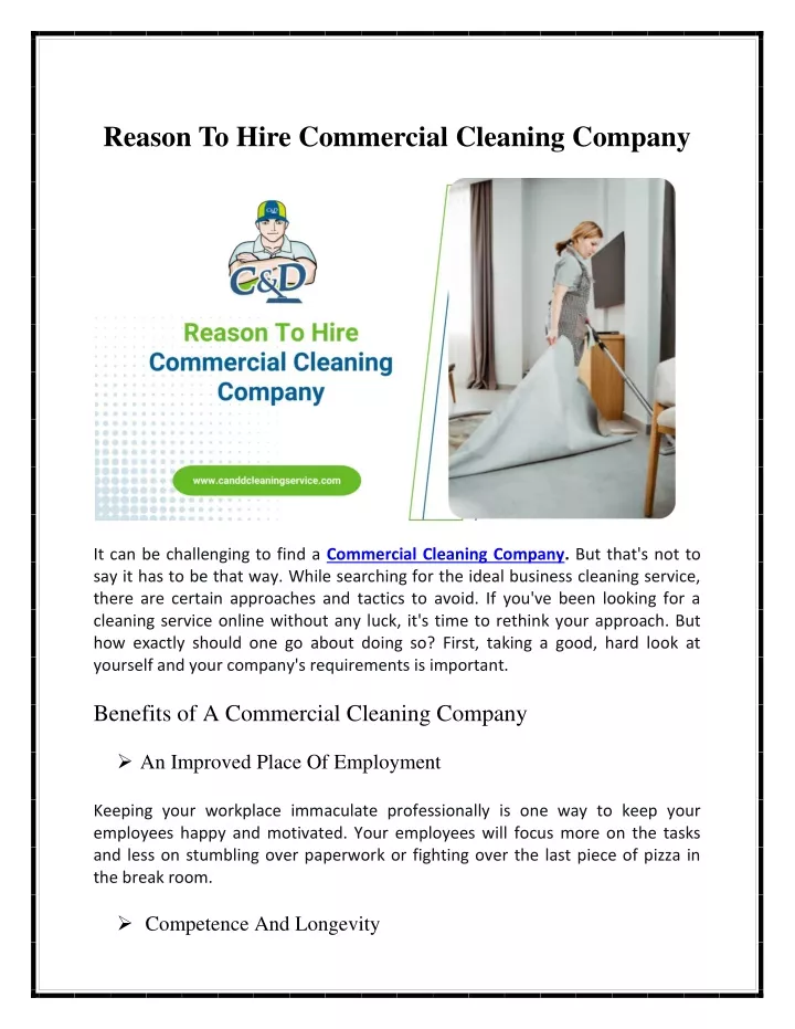 reason to hire commercial cleaning company