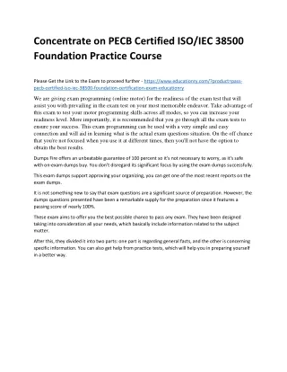 concentrate on pecb certified iso iec 38500