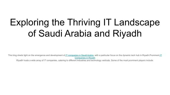 exploring the thriving it landscape of saudi