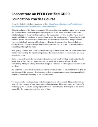 concentrate on pecb certified gdpr foundation