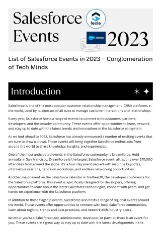List of Salesforce Events in 2023 – Conglomeration of Tech Minds