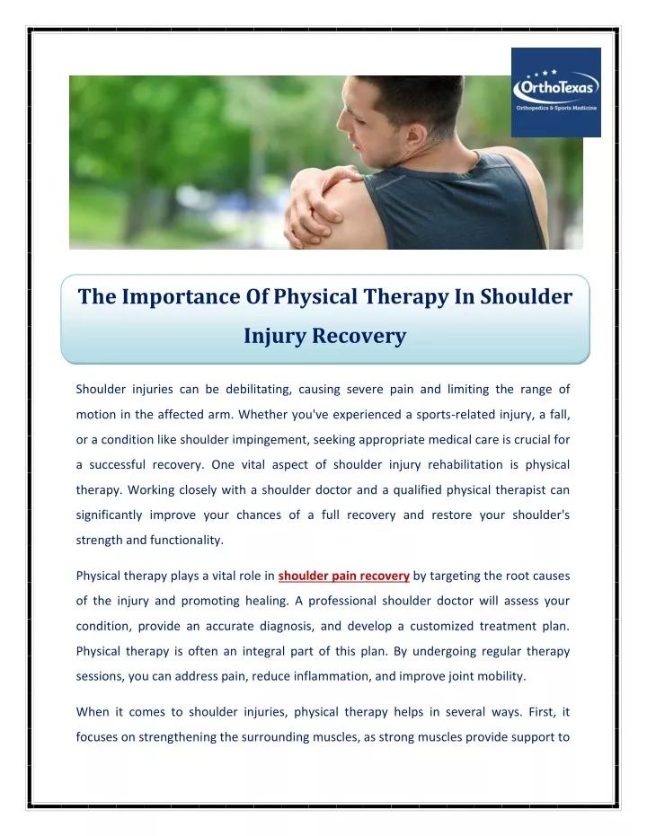 the importance of physical therapy in shoulder