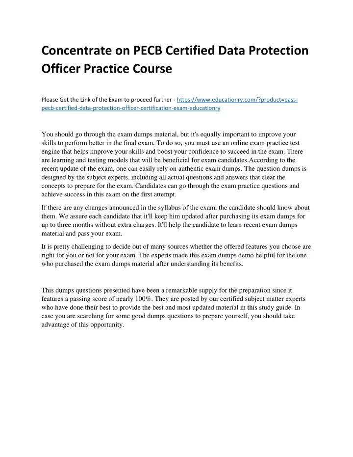 concentrate on pecb certified data protection