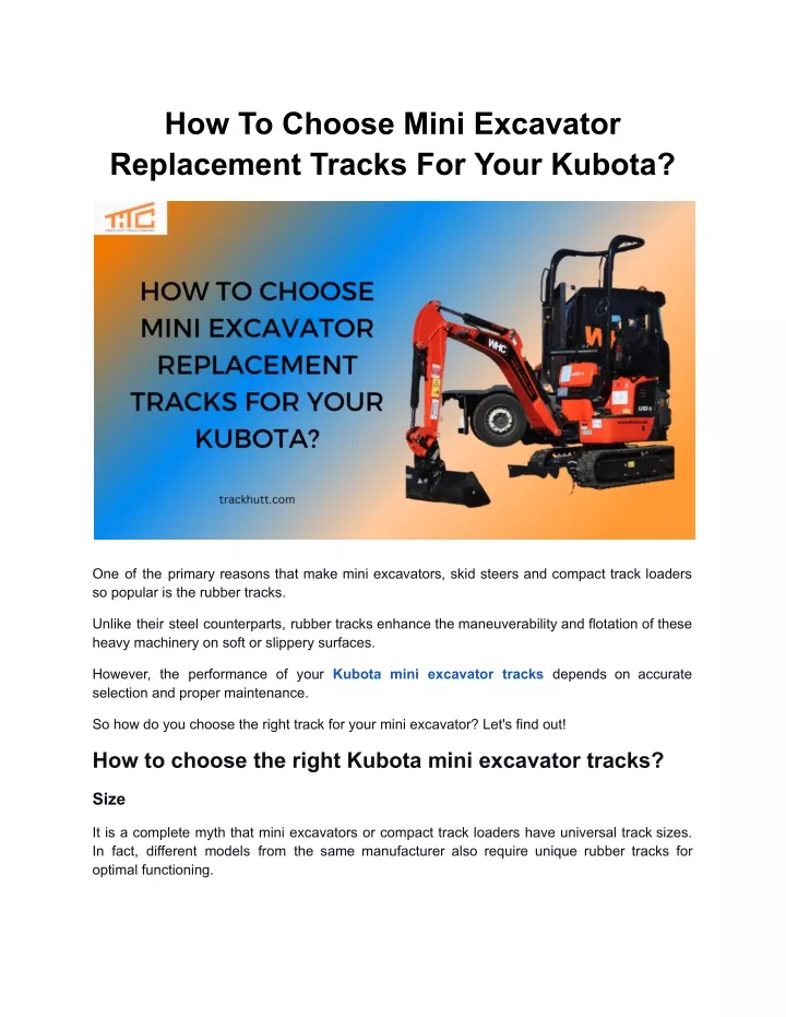 how to choose mini excavator replacement tracks