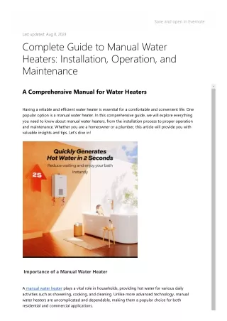 Complete Guide to Manual Water Heaters_ Installation, Operation, and Maintenance