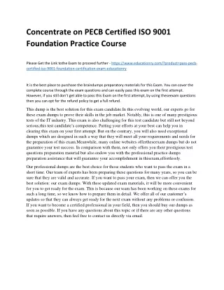 concentrate on pecb certified iso 9001 foundation