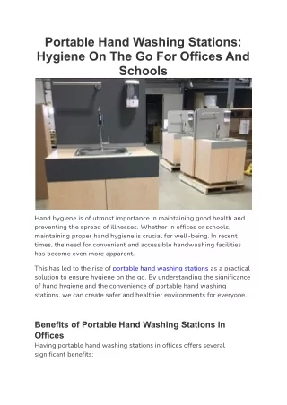 Portable Hand Washing Stations - Hygiene On The Go For Offices And Schools
