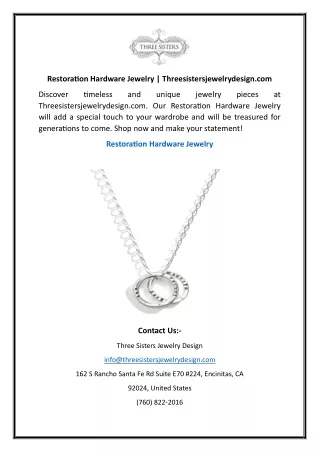 Restoration Hardware Jewelry | Threesistersjewelrydesign.com