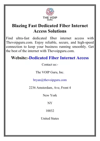 blazing fast dedicated fiber internet access