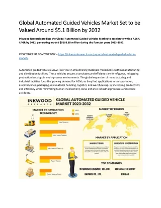 Global Automated Guided Vehicle Market | Inkwood Research