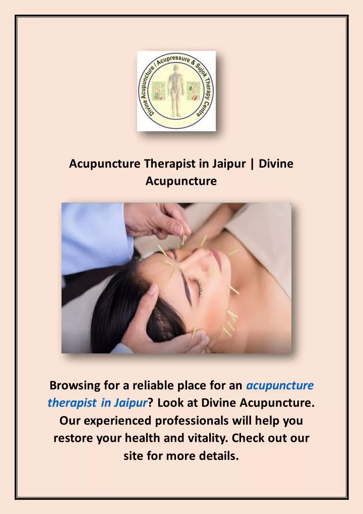 acupuncture therapist in jaipur divine acupuncture