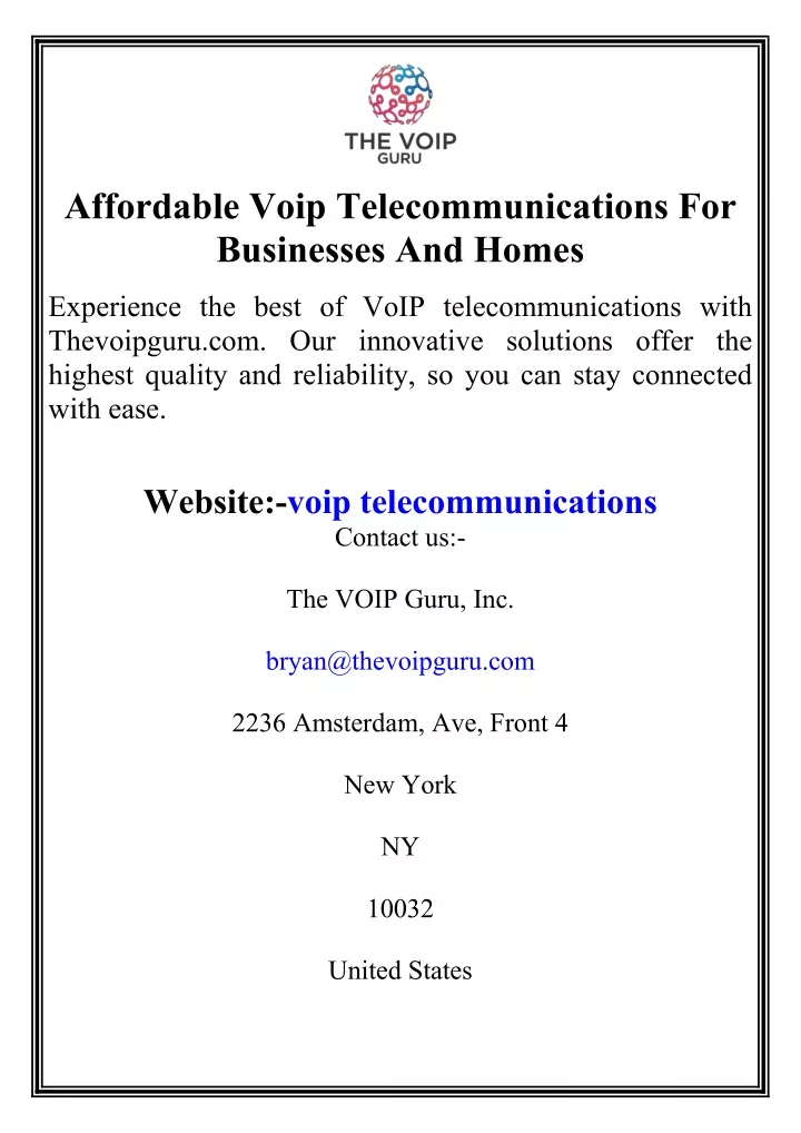 affordable voip telecommunications for businesses