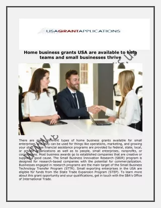 Home business grants USA are available to help teams and small businesses thrive