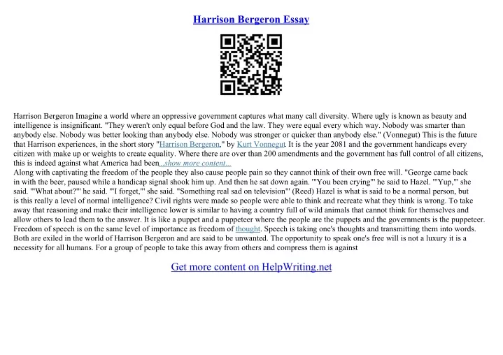 harrison bergeron theme essay