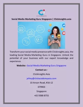 Social Media Marketing Guru Singapore  Clickinsights.asia