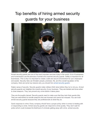 Top benefits of hiring armed security guards for your business