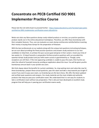 concentrate on pecb certified iso 9001