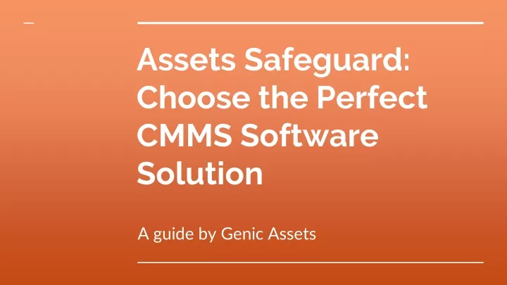 assets safeguard choose the perfect cmms software solution