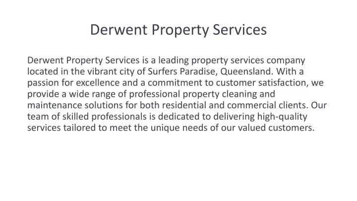 derwent property services