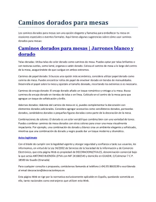 caminos dorados para mesas