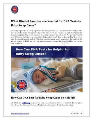 What Kind of Samples are Needed for DNA Tests in Baby Swap Cases