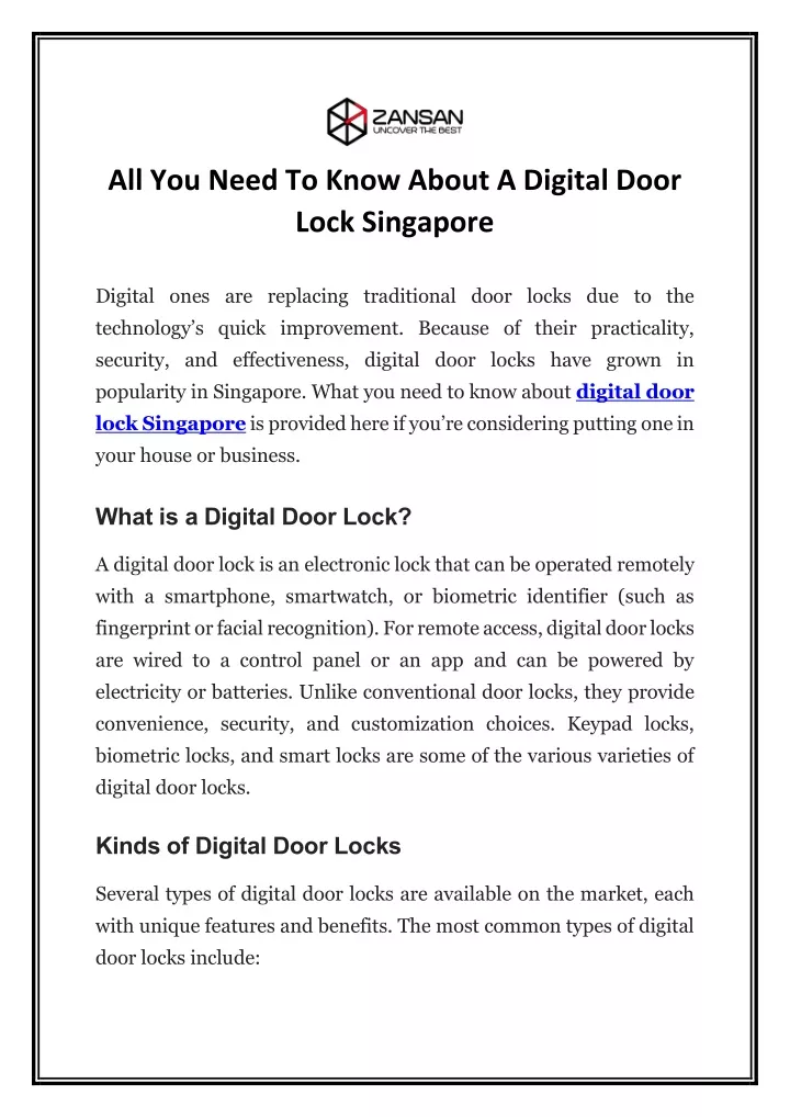 all you need to know about a digital door lock